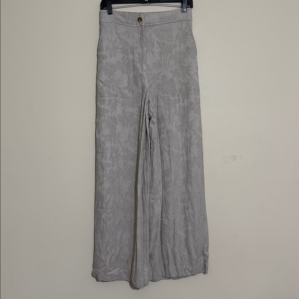 House of Harlow Tan textured Wide-Leg Pants trousers women M casual boho Y2K